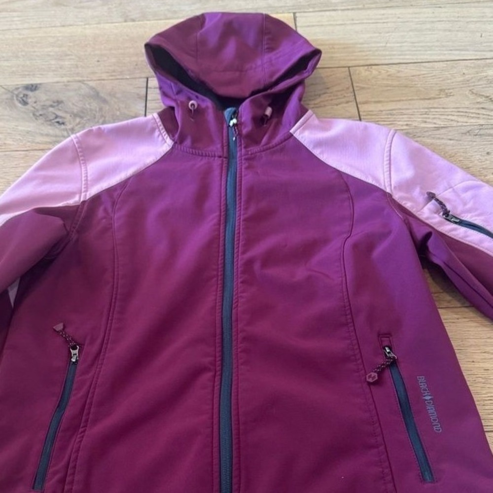 Black Diamond Double Diamond Purple Pink Softshell Fleece Lined Jacket M (1379)